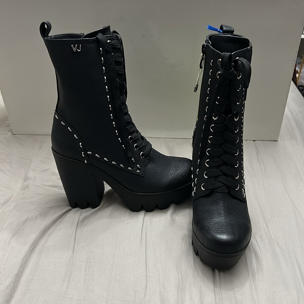Versace Jeans faux leather black boots